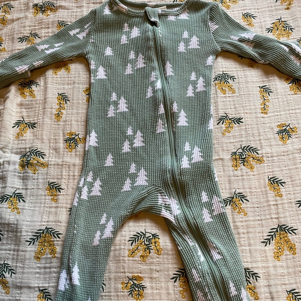 Spearmint love waffle tree onesie